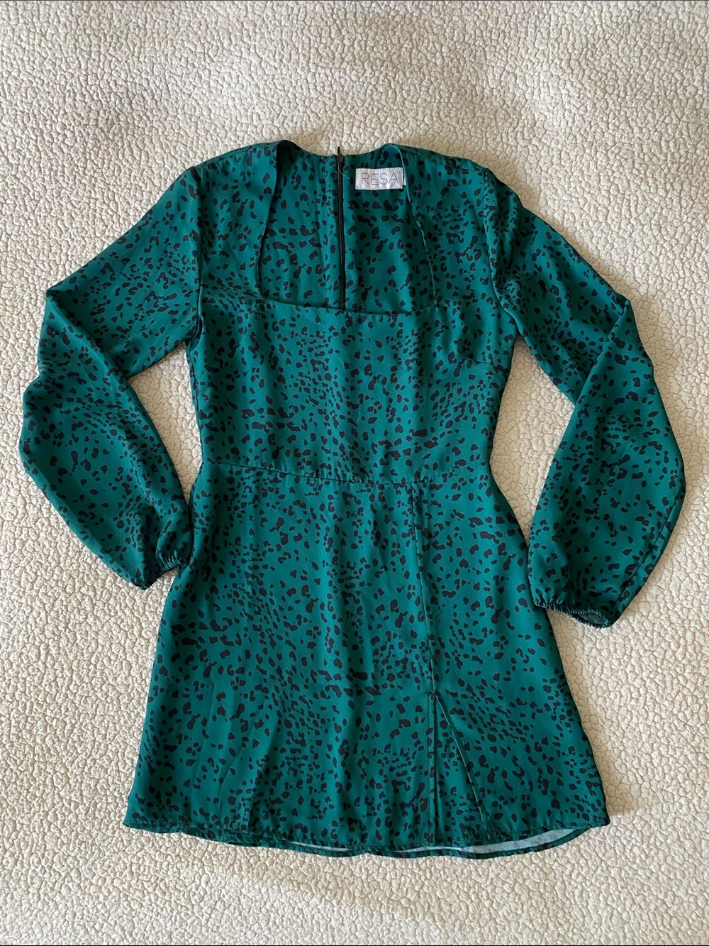 RESA Teal Long-Sleeve Printed Mini Dress